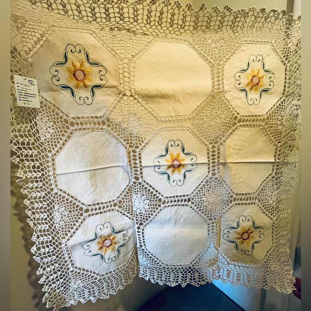 Handcrafted Crochet Tablecloth with Floral Design